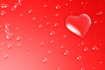 Water droplets with heart shape
