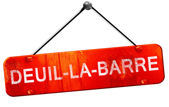 deuil-la-barre, 3D rendering, a red hanging sign