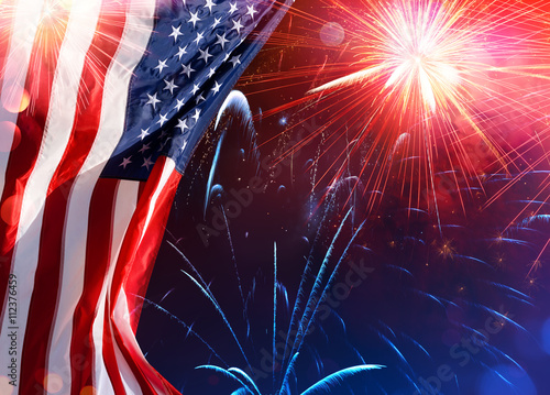 American Celebration - Usa Flag With Fireworks