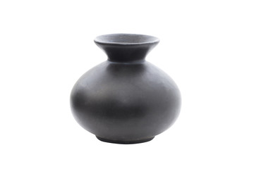 Black vase on isolated on a white background .