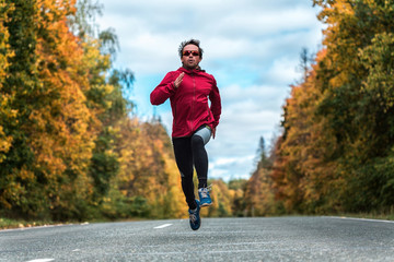 Man runs on the road