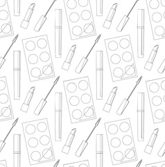 Seamless texture with contours of cosmetics.