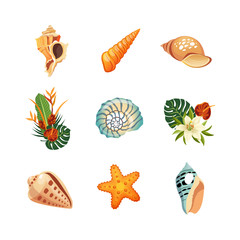 Realistic Tropical Icons Set