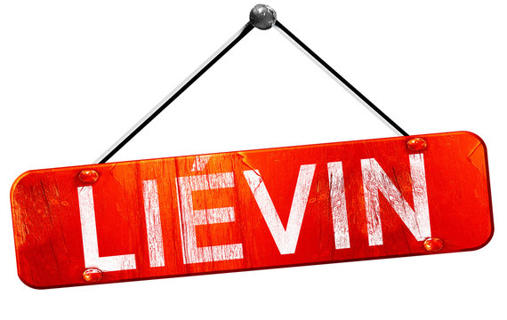 lievin, 3D rendering, a red hanging sign
