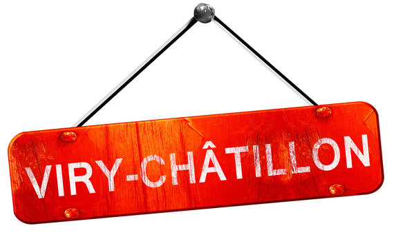 viry-chatillon, 3D rendering, a red hanging sign