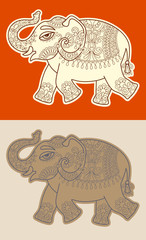 original stylized ethnic indian elephant pattern drawing