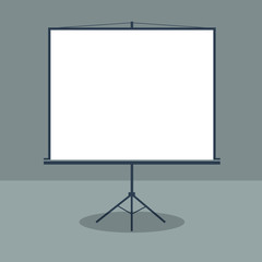 Boardroom with Standing White Board. Business Presentation. Vector