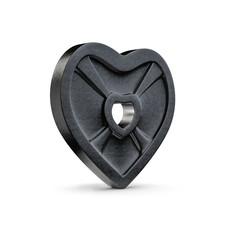 Weight plate heart / 3D illustration of heart shaped barbell weight plate