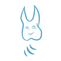 Tooth Monster. Smiling cartoon character - a stylized upper molar. Below tooth stylized claws. It can be used for a dental clinic advertising.