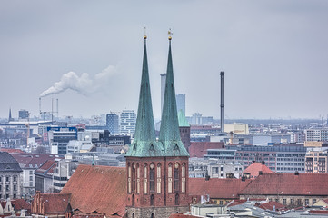 panorama of Berlin with church and industry