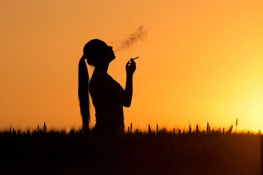 Smoking woman silhouette
