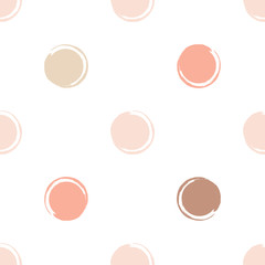 Cute vector geometric seamless pattern. Brush strokes. Polka dots.