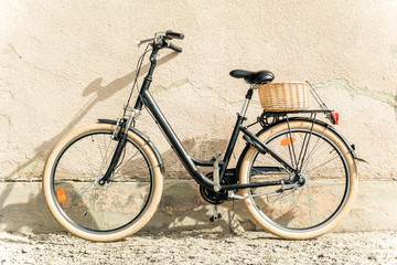 Fototapeta na wymiar Black retro vintage bicycle.