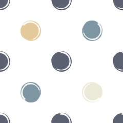 Cute vector geometric seamless pattern. Brush strokes. Polka dots.