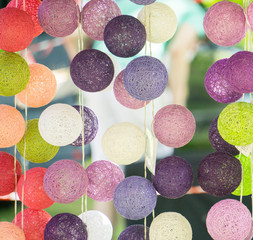 Cotton ball lights in different colours