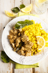 Coconut chicken with turmeric rice