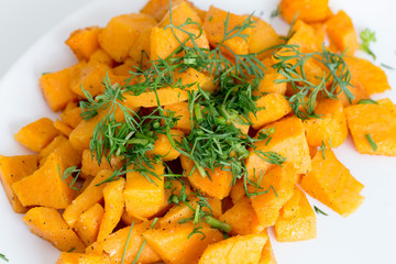 Fried batatas or sweet potatoes with herbs