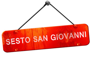 Sesto san giovanni, 3D rendering, a red hanging sign