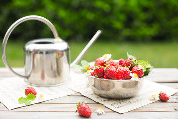Fresh strawberries from the garden.