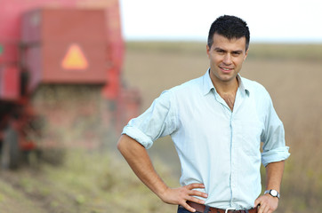 Farmer on field during harvest