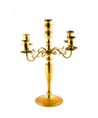 Fototapeta na wymiar Old-fashioned baroque elegant candlestick isolated on white back