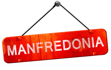 Manfredonia, 3D rendering, a red hanging sign