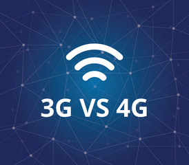 3g vs 4g with wifi signal and dot blue as background vector graphic illustration - obrazy, fototapety, plakaty