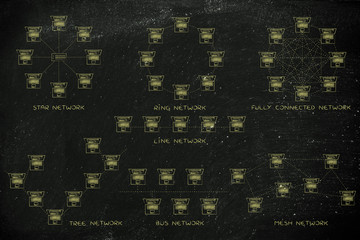 computer network topologies diagrams with captions for each type