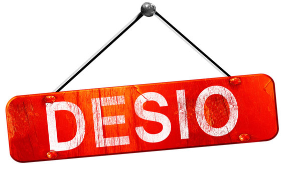 Desio, 3D rendering, a red hanging sign