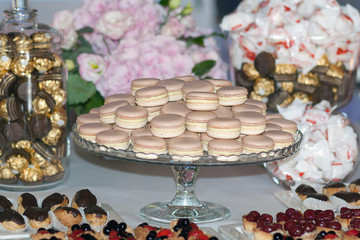 fresh makarons Cake on a plate