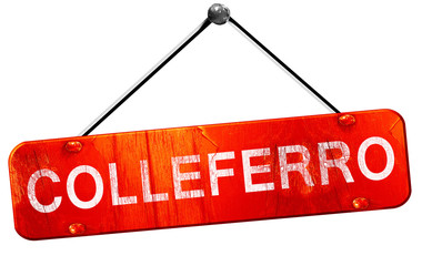 Colleferro, 3D rendering, a red hanging sign