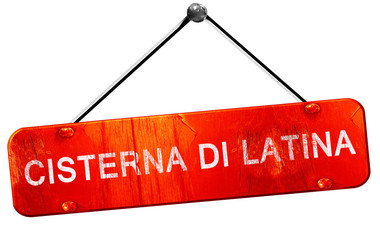 Cisterna di latina, 3D rendering, a red hanging sign - obrazy, fototapety, plakaty