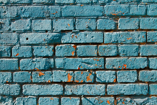 Blue Painted Brick Wall