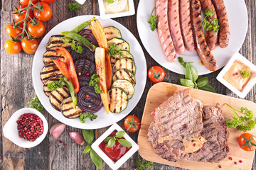 grilled vegetable and meat,barbecue