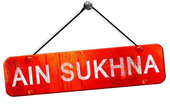 Ain Sukhna, 3D Rendering, A Red Hanging Sign