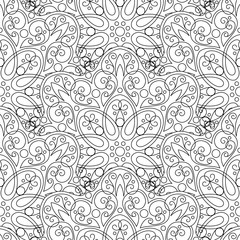 Vector Seamless Monochrome Ornate Pattern