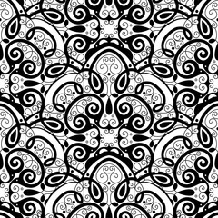 Vector Seamless Monochrome Ornate Pattern