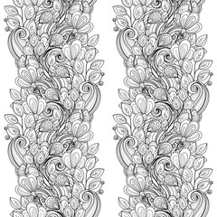 Vector Seamless Monochrome Floral Pattern