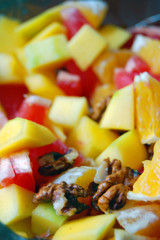Diet, healthy fruit salad in bowl - healthy breakfast, weight loss concept