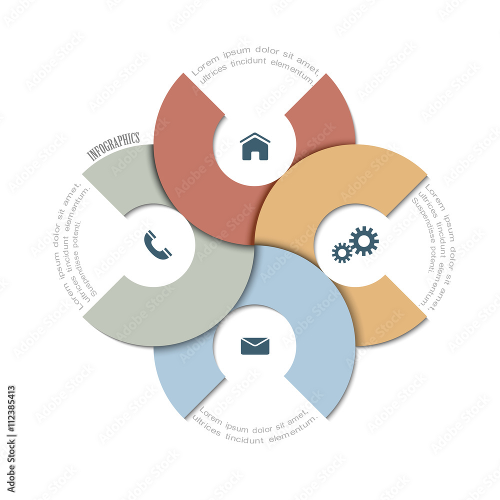 Poster paper round design template for infographics and website templat