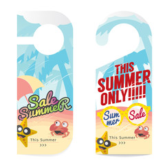 Set Of Summer Sale Tag Vector Illustration.