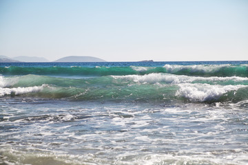 Sea background.Waves and splashes.