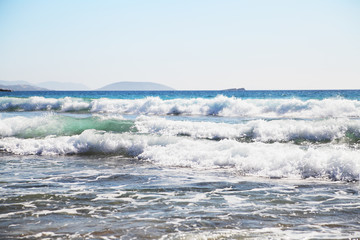 Sea background.Waves and splashes.