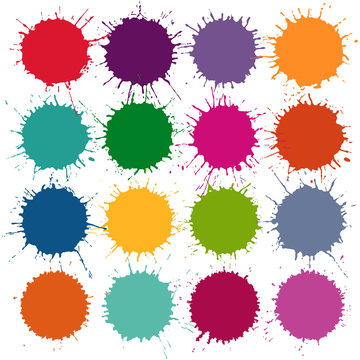 Colorful ink blots vector set