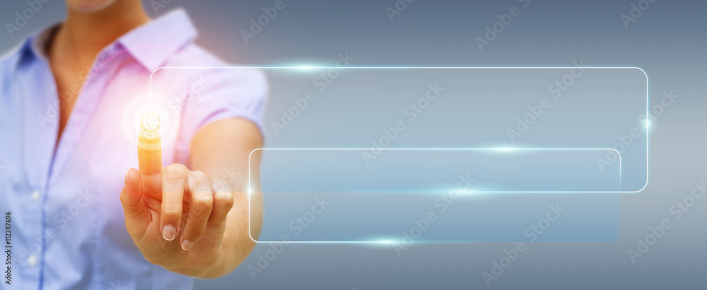 Canvas Prints businesswoman using tactile interface web address bar to surf on
