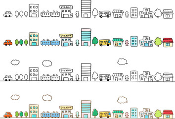 手書きの街並みのライン