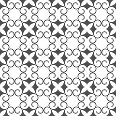 Monochrome abstract seamless stylized flower pattern in oriental