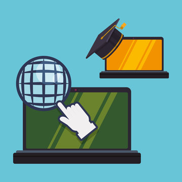 E-learning design. Education icon. Isolated illustration , vector