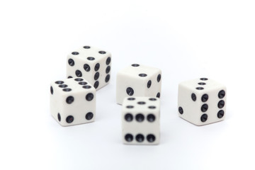 Dice on the white background, Dice isolation