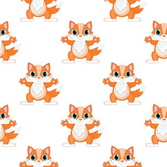 Fox seamless pattern vector.